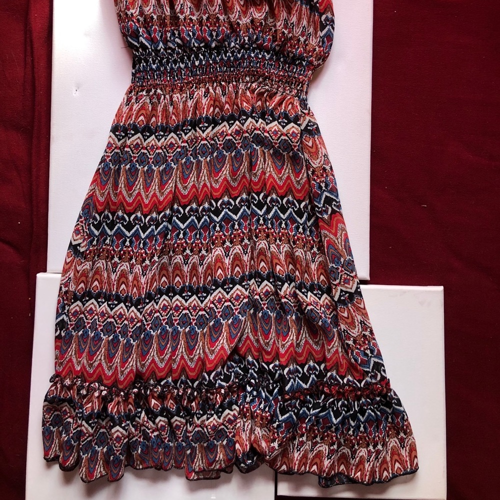 Poetry Clothing | Patterned Ruffle Strapless Dress